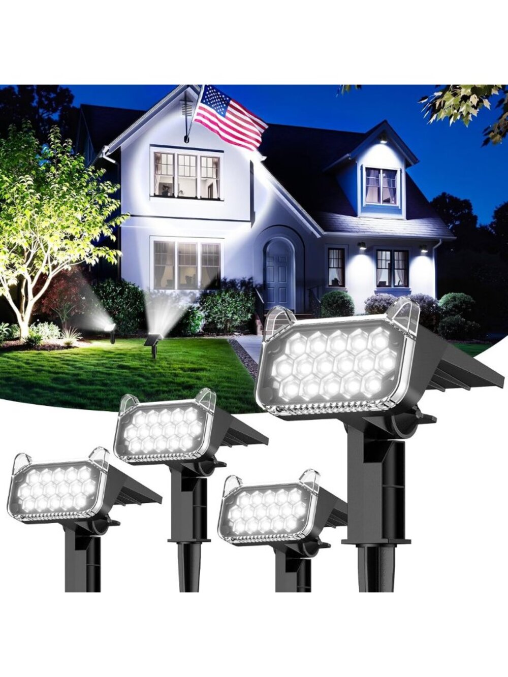 Super Bright Waterproof Solar Spot Lights for Outdoor Lighting - Focused Beam